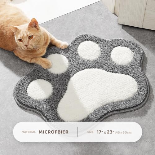 Molesun Paw Shaped Bath Mat, Cute Bathroom Rug Non-Slip, Soft Microfiber Water Absorbent Thick Shower Rug, Machine Washable Bath Rug for Bathroom Bedroom, Gray, 17x23 - color: Grey