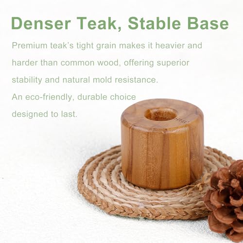 HTB Toothbrush Holder for Bathroom 2 Pack Teak Wood | Toothbrush Stand Organizer Base Station Hollow Drainage Design,Small Countertop Organizer for pens,Makeup Brushes,Space Saver - color: Cylinder