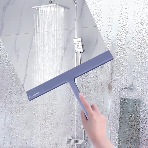 Bathroom Squeegee for Shower, Richmirth 11" Large Shower Squeegee for Glass Doors Silicone Rubber Blade Squeegee Cleaner Tool for Window, Car Glass, Mirror- Blue - color: Blue, size: 11 Inches