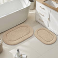 HOMEIDEAS Bathroom Rugs Sets 2 Piece, Soft Bathroom Mats and Absorbent Microfiber Machine Washable Bath Mats for Shower Room, Bathtub, Kitchen (20" x 32" + 16" x 24", Beige) - color: Beige