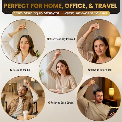 ZERAZOW® Scalp Massager with 32-Prong, Head Massager Scalp Massage Tool for Relaxation, Beech Wood Head Scratcher, Scalp Scratcher for Head Massage, Scalp Stimulator, Fathers Day Gift for Men/Women