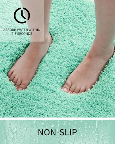 Bathroom Rugs Non Slip Washable, Ultra Thick Soft Microfiber Absorbent Bath Mats, High Density Foam Latex Non Slip Backing Bath Rugs, Fluffy Floor Carpet for Tub&Shower 24x17, SpaBlue - color: Spa Blue, size: 24" X 17"(Small Bathroom Rug)