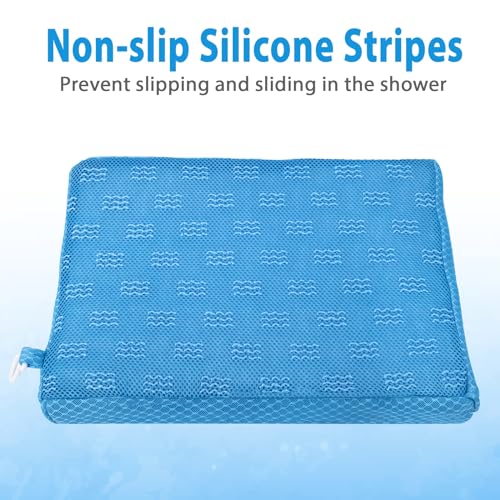 Shower Seat Cushion for Shower Chairs, Transfer Benches in Bathtub, Cushion for Sauna, 3D Mesh Pad with Hook, Slip-Resistant, Design for Elderly, Senior, Handicap & Disabled - size: Blue