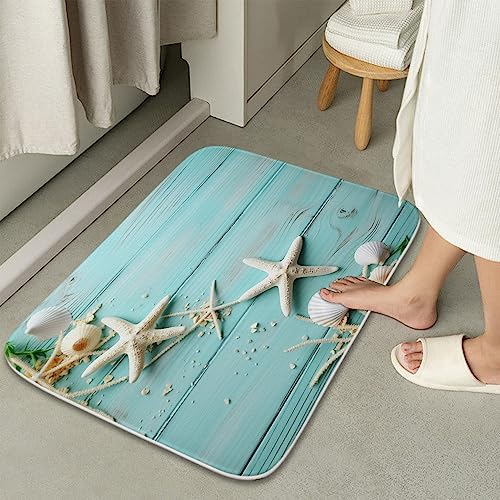 Modern Beach Ocean Coastal Bath Rugs Non Slip Shower Mat Bathroom Decor Door Rug (16x24 inches, Seashell Blue) - color: Multi Color 17, size: 2' x 1'4" (Rectangular)