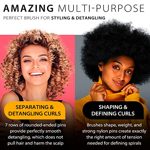 Hair Brush for Women Men Curly Wet or Dry Hair Classic Detangling Brushes 7 Row for Natural Thick Hair, Blow Styling Separating, Shaping Defining Curls Tools Travel Bristle Black Hairbrush - color: Red 7 Row