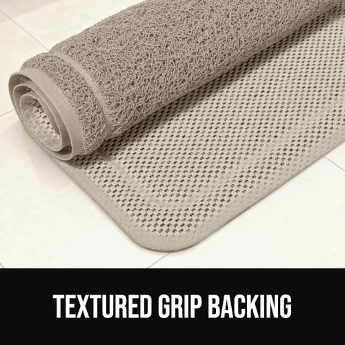 GORILLA GRIP Exfoliating Bath and Shower Mat, Textured Backing, 35x16 Soft Loofah-Style Foot Scrubber for Outside or Inside Bathtub, Quick Dry Easy Drainage Tub Floor Mats, Bathroom Essentials, Beige - color: Beige, size: 35" x 16" (Rectangular)