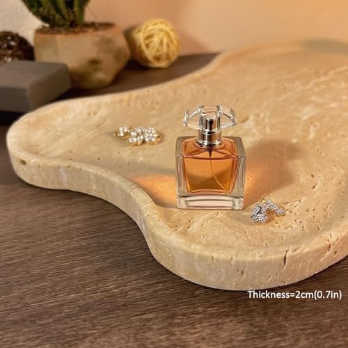 Cloud Shape 100% Natural Travertine Tray Luxury Travertine Vanity Organizer for Bathroom Kitchen Counter, Decorative Tray for Dresser Home Décor, 13.3x8.3x0.7 inches - color: Beige (Slightly White)