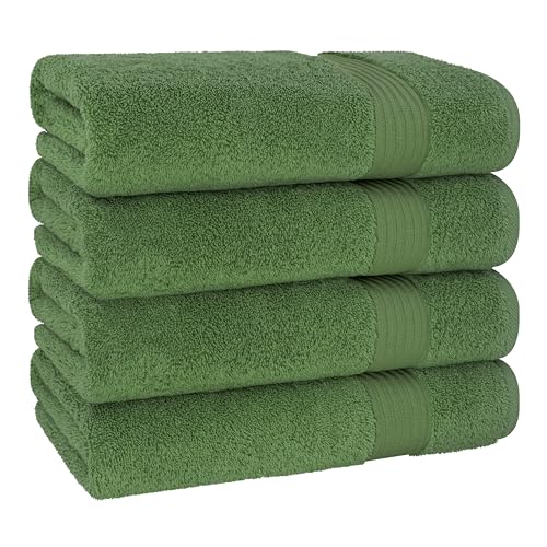 Cotton Paradise Turkish Towel Set, Soft Absorbent Quick Dry, 4 Piece Bath Towel Set, Sage Green - color: Sage Green, size: 4 PC SET (27x54")