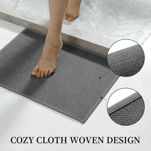 YIHOUSE Dark Gray Bathroom Rugs Sets 4 Piece, Quick Dry Thin Bath Mat with Toilet Rug, Non Slip Absorbent Machine Washable, Bath Runner Rugs for Bathtub Sink Home Decor - color: Dark Gray, size: 4 pieces