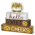 Cinnvoice 4 Pcs Sunflower Bathroom Decor Farmhouse Bathroom Decoration Hello Sweet Cheeks Table Centerpiece Gift for Christmas Valentines Back to School - style: Sunflower Hello Sweet Cheeks