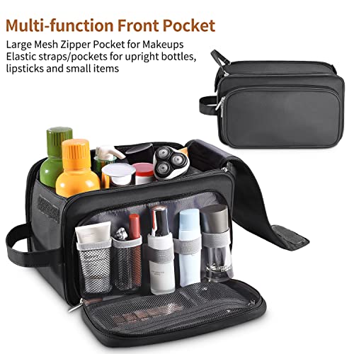 Buruis Extra Large Toiletry Bag for Men, Travel Toiletry Organizer Dopp Kit Water-resistant Shaving Bags, PU Leather Cosmetic Bathroom Shower Bag for Toiletries, Grooming, Accessories (Black) - color: Black