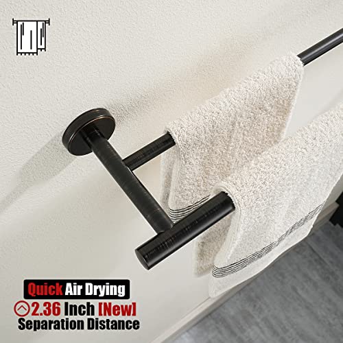 JQK Bathroom Hardware Set Oil Rubbed Bronze, 5-Piece Bath Accessories Set Wall Mount Includes 24 in Towel Bar, 9 in HT Bar, TP Holder, Towel Hook x 2, BAS105-ORB - color: Oil Rubbed Bronze