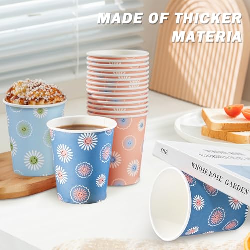 SIUQ 300 Pack Paper Cups 8 oz, Disposable Coffee Cups, Paper Coffee Cups 8 oz, Colourful Hot/Cold Beverage Drinking Cup for Water Juice or Tea, Office Party Home Travel - Daisy - color: Daisy 8oz-300 pack