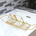 Woodbridge Stainless Steel Extendable Bathtub Caddy Tray in Brushed Gold Finish with Removable Wine Holder, Book and Phone Rack, Bathcad-BG - color: Brushed Gold