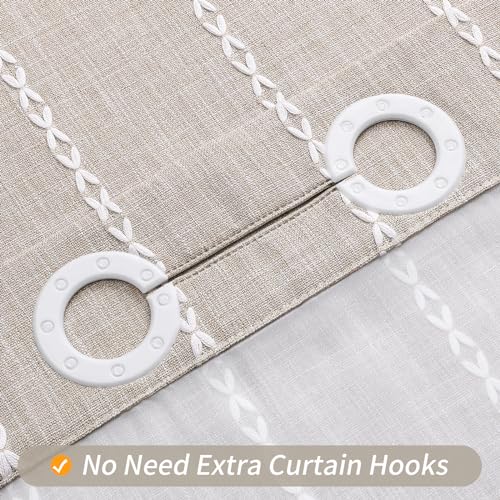 MitoVilla No Hooks Needed Farmhouse Shower Curtain with Snap-in Liner - with Window & Magnets, Taupe Boho Cotton Linen Fabric Shower Curtains with Tassels for Rustic Bathroom Decor, 72 x 74 - color: Taupe - Win