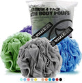 Loofah Sponge Bath Sponge for Women Men 4 Pack (Gray Blue Green Purple) - style: Gray Blue Green Purple