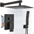 Aolemi Shower Faucet Set Rain Shower System with Handheld Spray Bathroom Shower Combo Rough-in Valve and Shower Trim Kit Included Oil Rubbed Bronze 16 Inch Wall Mount Shower Head - color: Oil Rubbed Bronze, size: 16 Inch Wall Mount Shower Head