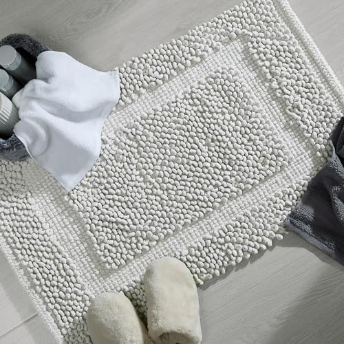 Jean Pierre New York 100% Chenille Cotton Skid Resistant Plush Bath Mat - 20"x32" Bathroom Rug - Soft Gray - color: Soft Gray, size: 1'8" x 2'8" (Rectangular)
