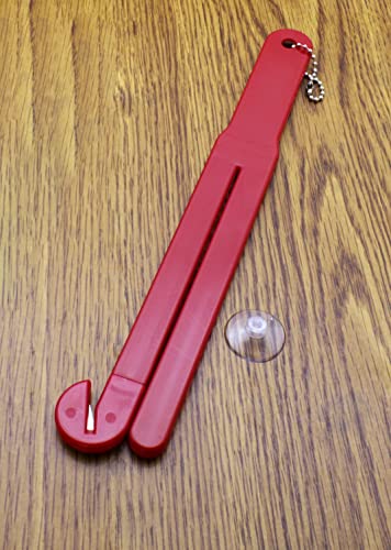 Food Bag Pouch Cutter Opener with Stainless Steel Blade and Squeezer for Kitchens - Includes EZ Hang Chain and Suction Cup for Easy Storage (Red (2pk)) - color: Red (2pk)