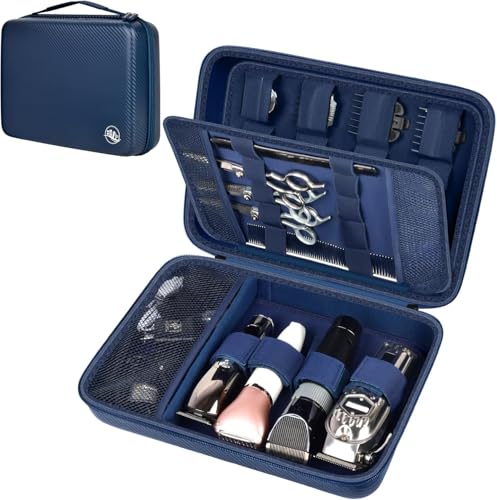 Boobowl Hard Travel Case for Hair Clippers, Hair Cutting Barber Supplies Organizer Bag, Trimmer Storage Holder for Ufree/for Wahl/for Andis Men Razor Guard Grooming Kits -Blue - color: Blue