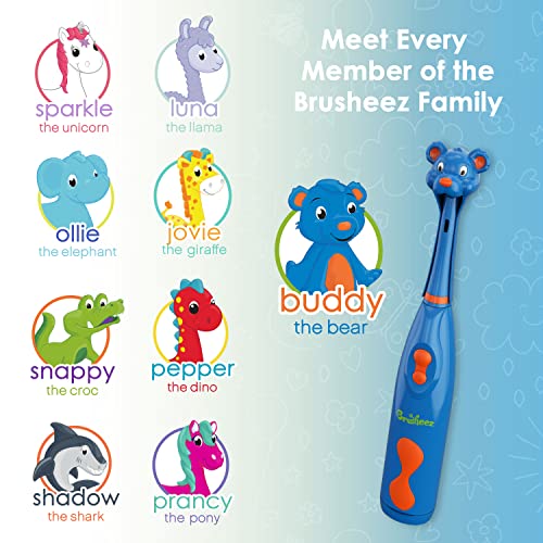 Brusheez Kids’ Electric Toothbrush Set - Safe & Effective for Ages 3+ - Parent Tested & Approved with Gentle Bristles, 2 Brush Heads, Rinse Cup, 2-Minute Timer, & Storage Base (Buddy the Bear) - color: Buddy the Bear
