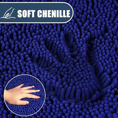 Bathroom Rugs Sets 3 Piece with Adjustable Toilet Seat Cover 19.5"x 18.5" Machine Washable Bath Rug Set with TPR Non Slip Rubber Backing Solid Bath Mat Set for Luxury Bathroom Decoration - color: Royal Blue