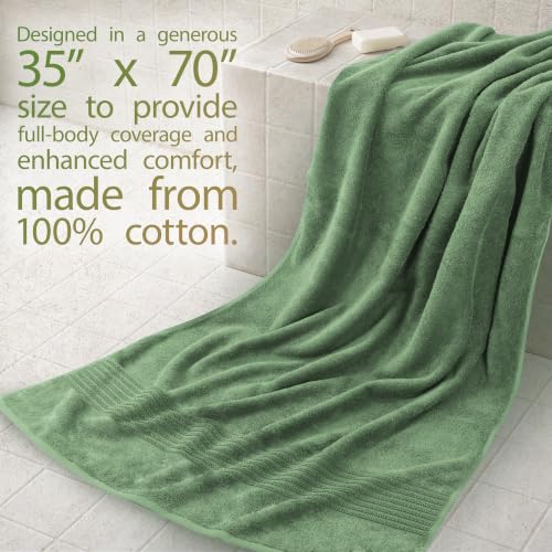 Cotton Paradise 100% Cotton Turkish Towel Set, Soft Absorbent Quick Dry, 2 Piece 35x70 Bath Sheet Set, Sage Green - color: Sage Green, size: 2 PC SET (35x70")