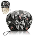 Luxury Shower Cap Silk Satin Lined Waterproof Reusable Adjustable Elastic Dry Hair Bathing Caps Cute for Women Girls-Grey Bowknot - color: C--7-Grey