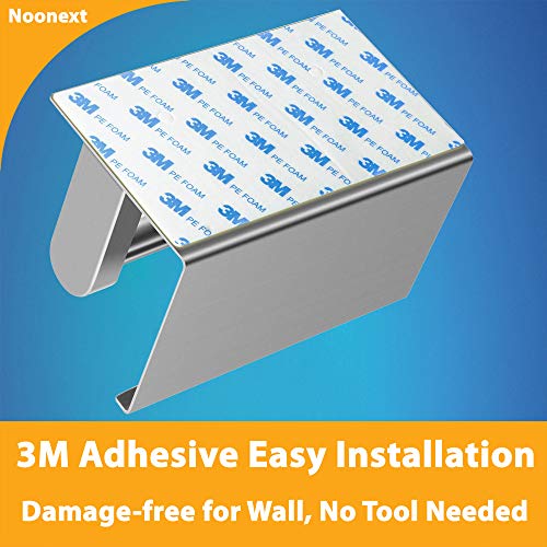 Adhesive Toilet Paper Holder with Shelf, Toilet Paper Roll Holder Wall Mounted, Fits Mega Roll, Stainless Steel Tissue Roll Dispenser Storage No Drilling (Brushed Nickel) - color: Brushed Nickel