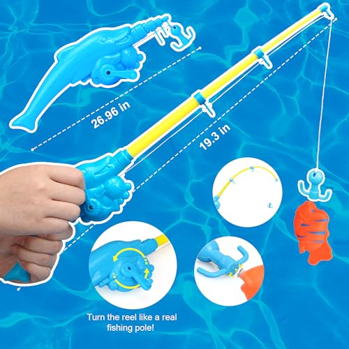 TOY Life 2-Player Magnetic Fishing Game for Kids 3-5 - Toddler Fishing Pole Set with Fish Toys - Bath & Pool Toys - Water Table Accessories - Educational Fishing Toy Rod for Boys Girls - color: 2 Kids Fishing Pole With Inflatable Pool