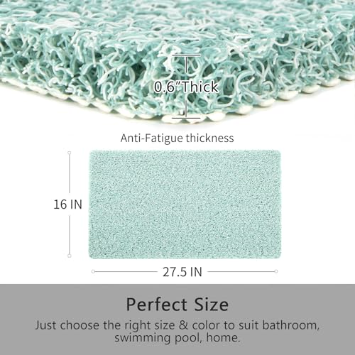 0.6" Extra Thick Non Slip Shower Mat, PVC Loofah Shower Mat with Drain, Quick Drying Bath Mat for Inside Shower, Bathtub Mats Foot Scrubber for Elderly, Bathroom, Kitchen, Wet Areas, 27x16 Inches - color: Blue, size: 27" x 16" (Rectangular)