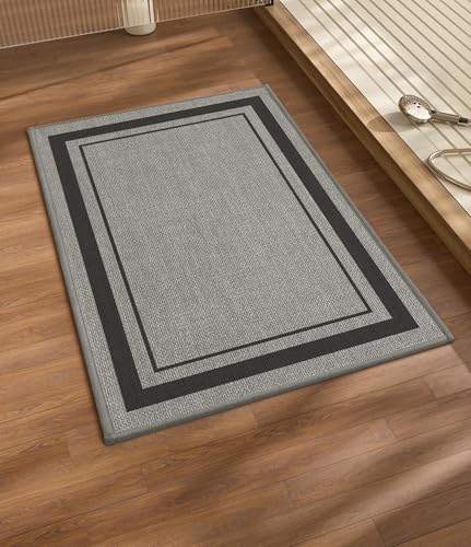 chakme Bathroom Rugs Mat 24x17, Ultra Thin Non Slip Bath Mat Small Quick Dry Absorbent Bath Mat for Bathroom Floor, (Dark Grey, 24"x17") - color: Dark Grey, size: Small (24" x 17")