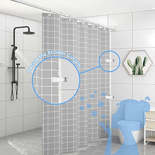 Sunflower Shower Curtain Clips, Shower Splash Guard Holders, Bathtub Curtain Liner Clips for Windproof & Splash Water (White-4 Pack)