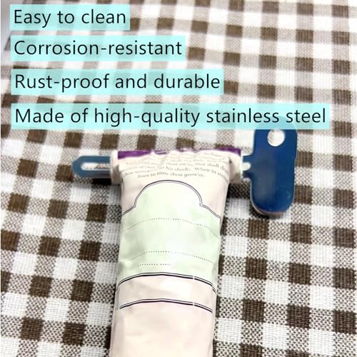 Toothpaste Squeezer, 4 Pcs Metal Manual Toothpaste Squeezer Roller Stainless Steel Tube Squeezer Toothpaste Squeezer Dispenser Hand Cream Tube for Saving Toothpaste Facial Cleanser Bathroom