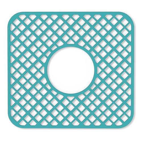 2 Pack Silicone Sink Protector for Kitchen Sink, Trellis Pattern 12 x 11" Sink Grid Mat Silicone Protectors, Center Drain, Green - color: Green