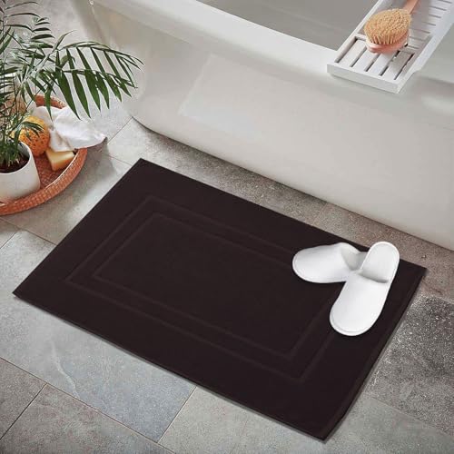 GOLD TEXTILES Premium Chocolate Brown Bath Mat - 2 Pack 22x34 Inches - Not a Bathroom Rug - 100% Ring Spun Cotton - Highly Absorbent & Non Slip Shower Bathroom Floor Mat Towel - Machine Washable - color: Chocolate Brown, size: 2 Pack 22x34
