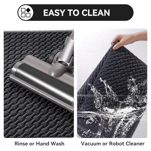 YDKGL Bathroom Rugs Non Slip, Extra Soft Absorbent Quick Dry Bath Mats, Foam Weave Texture Thin Bath Rugs Washable with Rubber Backing, 24" x 48“ - color: Grey, size: 24"x 48"