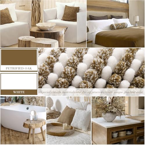 BSICPRO Bathroom Rugs and Mats Sets, 2 Piece Thick Absorbent Chenille Non Slip, Soft Shaggy Bath Room Floor Mats for Bathroom, Machine Washable (Petrified Oak, 20" x 32" Plus 16" x 24") - color: Petrified Oak, size: 20" x 32" Plus 16" x 24"