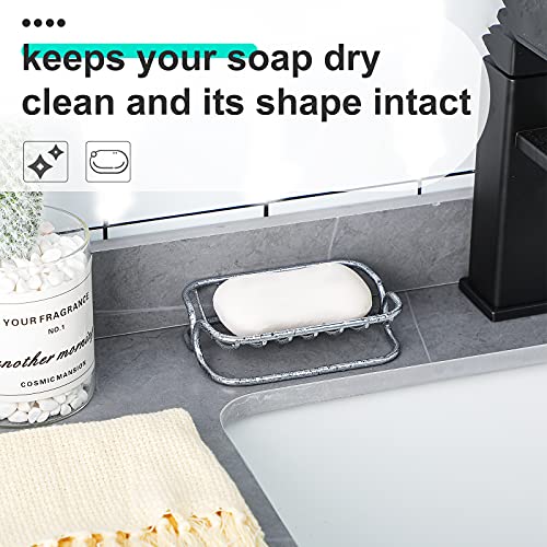 Patelai Soap Dish Stainless Steel Bathroom Bar Soap Holder for Shower Rust Proof Metal Self Draining Sponge Shelf Tray for Kitchen Sink(Classic Style) - style: Classic Style