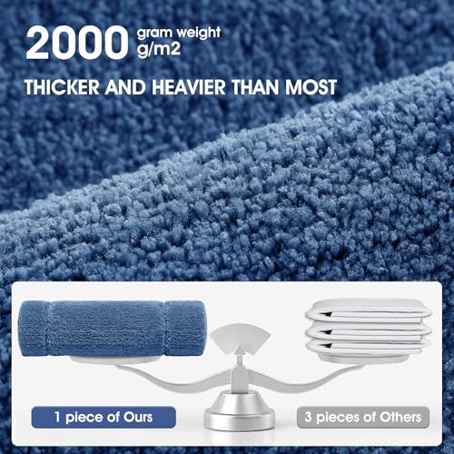 IM HOME Bathroom Rugs, Ultra Soft Plush Fluffy Microfiber Absorbent Bath Mat, Non-Slip Backing, Machine Washable Bath Mats for Bathroom Floor, Tub and Shower, Blue/24"x17"/Bordered - color: A-blue, size: 1'5" x 2' (Rectangular)
