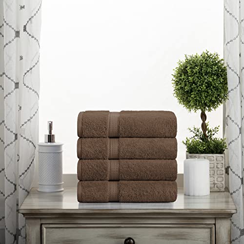 SUPERIOR Egyptian Cotton Plush & Absorbent, Hand Towel Set of 4, Chocolate | Quick Dry, Soft Luxury Towel Set, Bath Essentials for Bathroom, Guest Bath, Spa, 4 Piece Set, Madeline Towels - color: Chocolate, size: Hand Towel 4-Pack