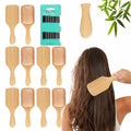 10pcs Bamboo Hair Brush and Comb Set.Portable Travel Hair Brush for Women,Men,and kids short,long,and curly hair Dandruff Cleaning brush,Flexible Scalp Massager Bamboo Brush Gift Set(Square)