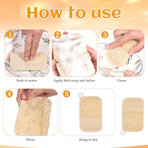 6 PCS Natural Loofah Dish Sponge,2.3 * 4,3 Inches Loofah Kitchen Sponge,Eco Sponges Kitchen,Natural Sponges for Dishes,No Damage Tableware