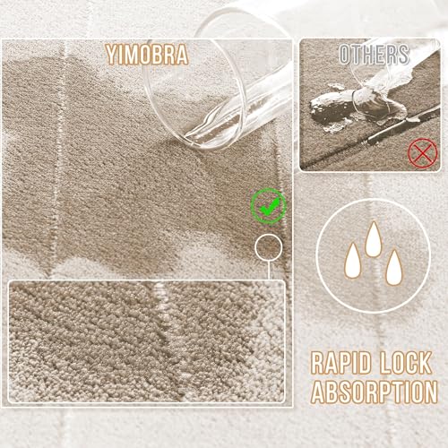 Yimobra Memory Foam Bath Mat Set 3 Pieces- Super Soft Absorbent Quick Dry Bathroom Rug Sets, Machine Washable Non Slip Floor Carpet for Tub Shower, Vanity & Toilet Base, Beige - color: Beige, size: 31.5''x20'' +17''x24'' + 24''x20''