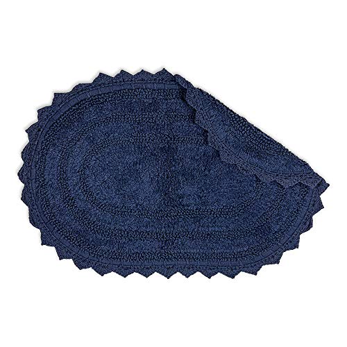 DII Crochet Collection Reversible Bath Mat, Small Oval, 17x24, French Blue - color: French Blue, size: 1'5" x 2' (Oval)