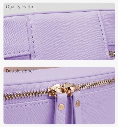 Travel Clear Makeup Bag Set, TSA Approved Cosmetic Bag Case with Zipper Portable Makeup Pouch Toiletry Bag Traveling Cosmetic Organizer Storage Bag Car Organizer Car Essentials - color: Mini + XL Luxe Purple