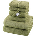 SEMAXE 8-Piece Cotton Bath Towel Set with Hanging Loops for Bathroom, Green | Complete starter set for daily showers, sink-side use, small bathrooms, and guest baths, OEKO-TEX certified, easy care - color: A05: Green