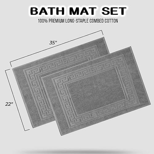 Superior Heavyweight Cotton Bath Mats, Bath Rugs For Bathroom Accessories, Washable Rug For Shower, Bath, Toilet, Modern Decor, No Backing, Luxury Hotel And Spa Quality, Set of 2, 22" x 35", Silver - color: Silver, size: 22" x 35" (Set of 2)