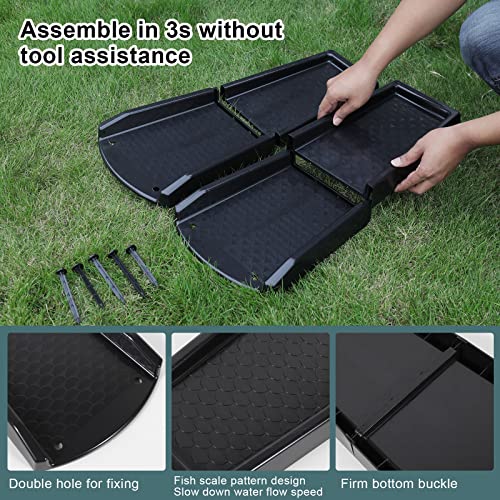 plusgutter Rain Gutter Downspout Splash Block, Gutter Downspout Extensions for Water Drainage, 24" Gutter Splash Guards Downspout Extender, Fixable Down spout Drain Trays with PE Nails(2 Pack, Black) - color: Black