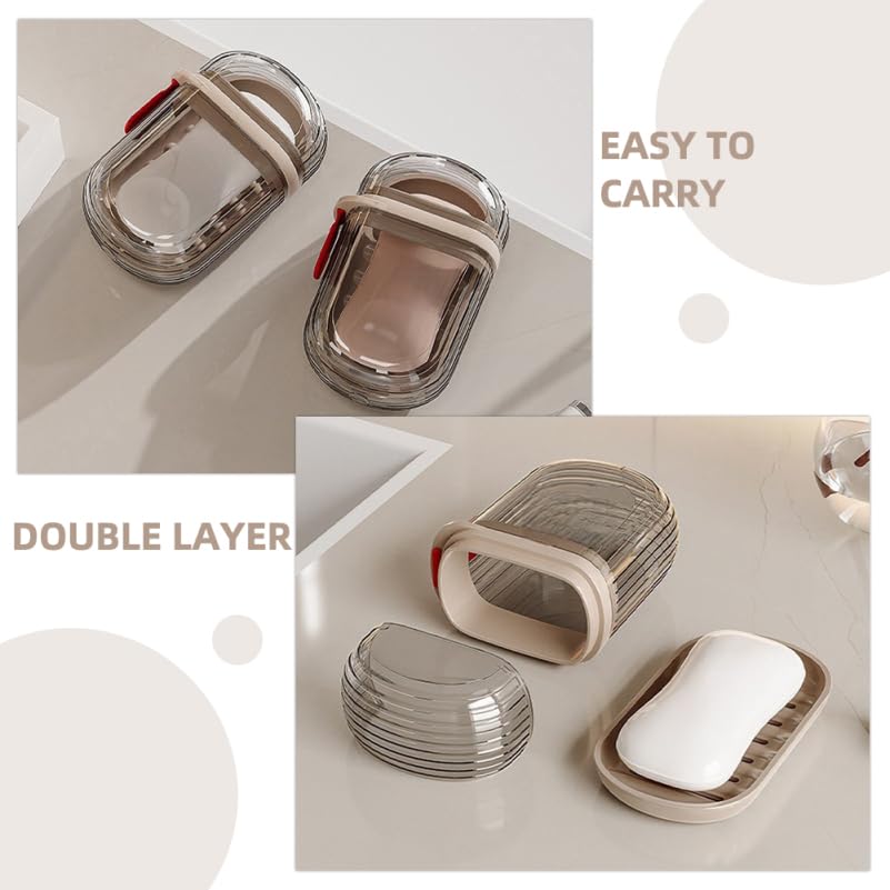 MAGICLULU 2 Pack Travel Soap Box with Lid Leakproof Double Layer Soap Holder for Bathroom and Outdoor Camping Portable Bar Container with Drain 4.33 X 2.75 X 1.57 Inches